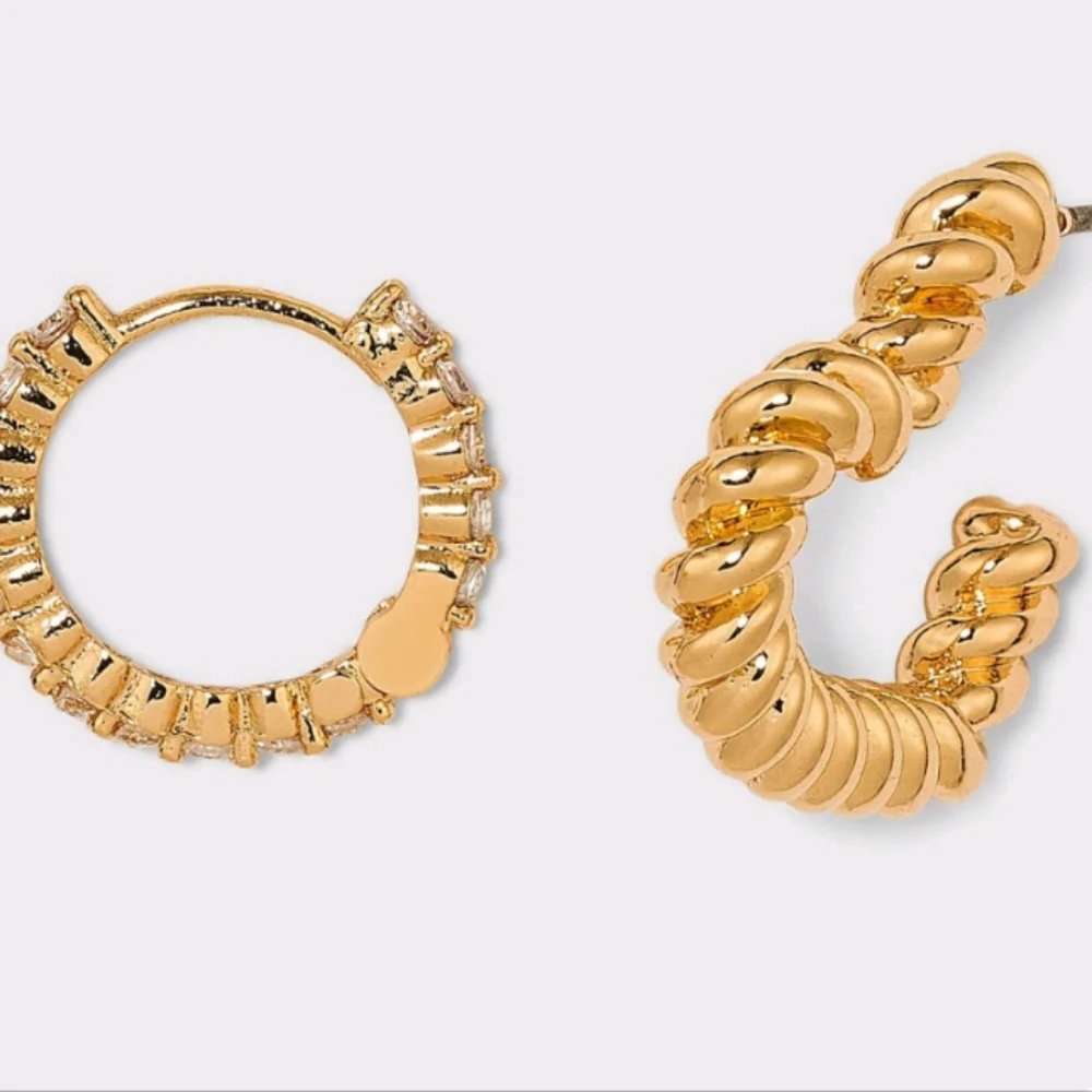 Sugarfix by Baublebar Crystal  and Gold Beaded Heart and Hoop set - 2pc Gold